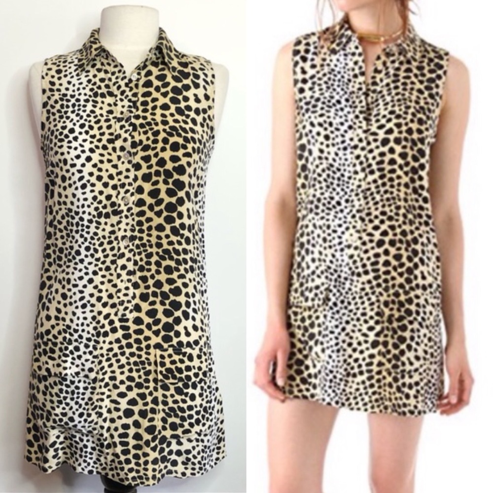 Equipment 100% Silk Sleeveless Animal Print Dress